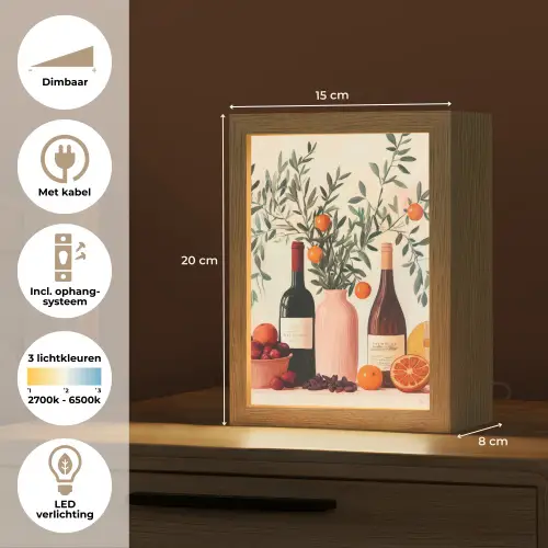 Wijnflessen - Takken - Sinaasappels Light Box met kabel (Tafellamp) klein -USP_NL