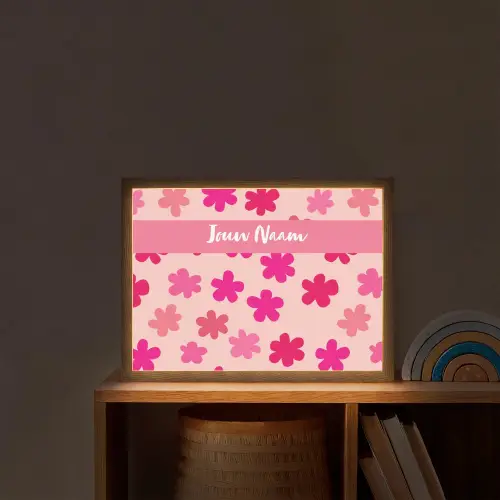 Bloemen - Patroon - Roze Light Box met batterij (Wandlamp kind) middel -sfeer1_kind