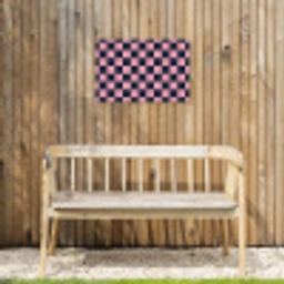 Traditioneel - Patroon - Blauw - Roze Tuinposter op houten frame 2 cm dik klein 845 -sfeer4