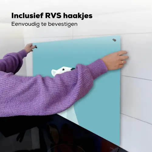 Ijsbeer - Lichtblauw - Minimalistisch Inductie beschemer met haakjes middel -ky-ophangen-nl