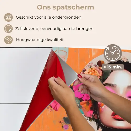 Portret - Vrouw - Abstract - Bloemen keuken achterwand spatscherm klein -spatscherm_NL