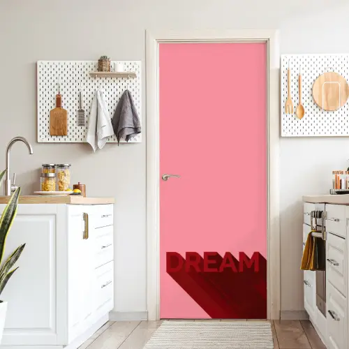 Dream - 3D - Rood - Roze deurposter klein -sfeer5