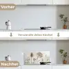 Verstilde Botanische Elegantie keuken achterwand spatscherm klein -voor_na_DE