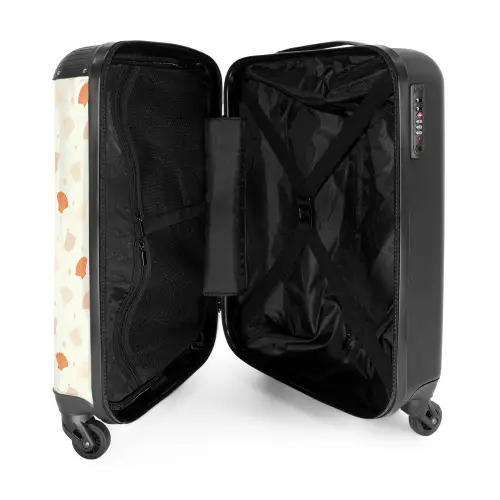 Schelpen patroon oranje NBS - Handbagage koffer - Kinderen Unisex middel -binnenkant
