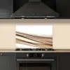 Golven - Abstract - Taupe keuken achterwand spatscherm klein -sfeer1