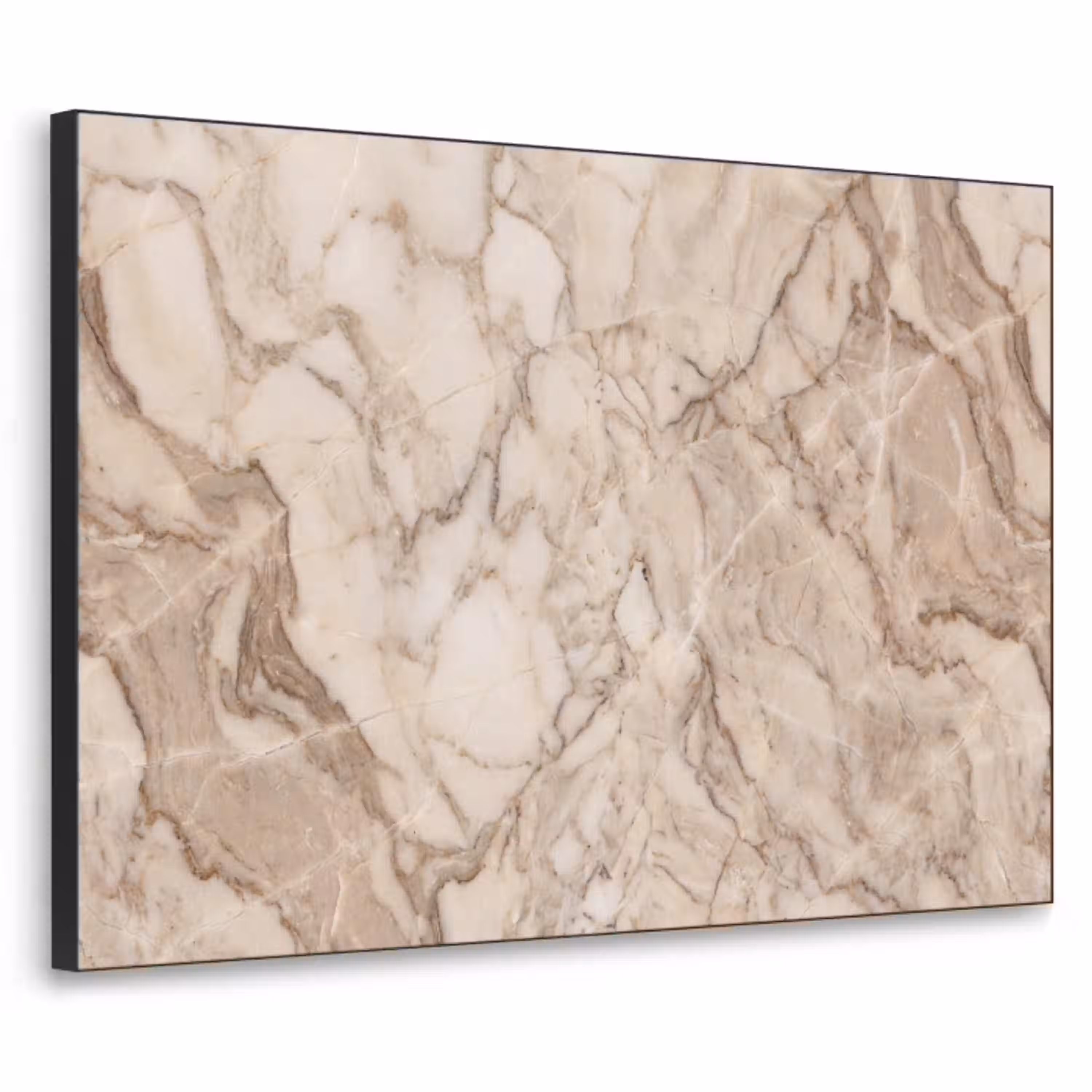 Marmer - Aderen - Textuur - Beige - Modern Textielframe zwart klein -3d
