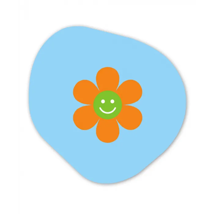 Bloem - Smiley - Kleurrijk Wandcirkel Organisch Aluminium middel -3d