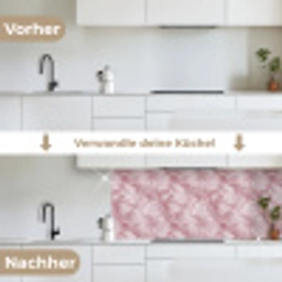 Roze - Kwartsmarmer - Aders keuken achterwand 2 middel 871 -voor-na_DE