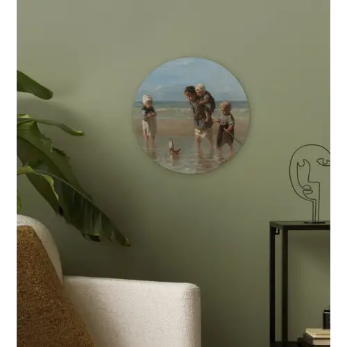 Kinderen der zee - Schilderij van Jozef Israëls Wandcirkel kunststof plaat 5mm dik klein -sfeer3
