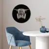 Schotse hooglander - Goud - Hoorns - Zwart wit - Koe - Dieren Fotolijst rond zonder passe partout klein -sfeer2