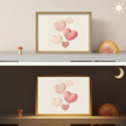 Harten - Rood - Roze - Zwevend Light Box met batterij (Wandlamp kind) middel -sfeer3_kind
