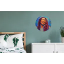 Regenboogkleuren - Man - schilderij Wandcirkel aluminium klein -slaapkamer