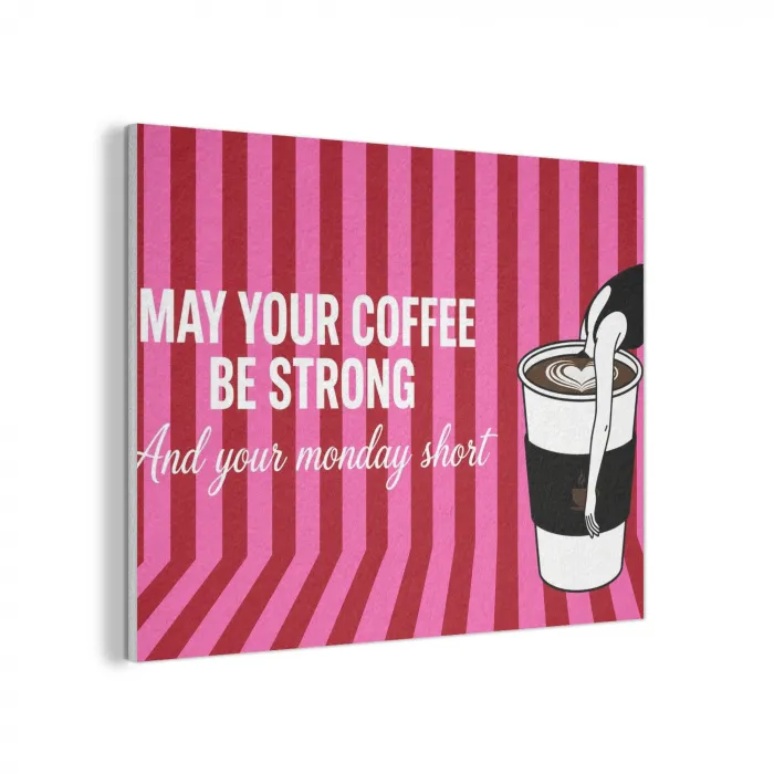Roze - Strepen - Koffie - Maandag PET vilt klein -3d