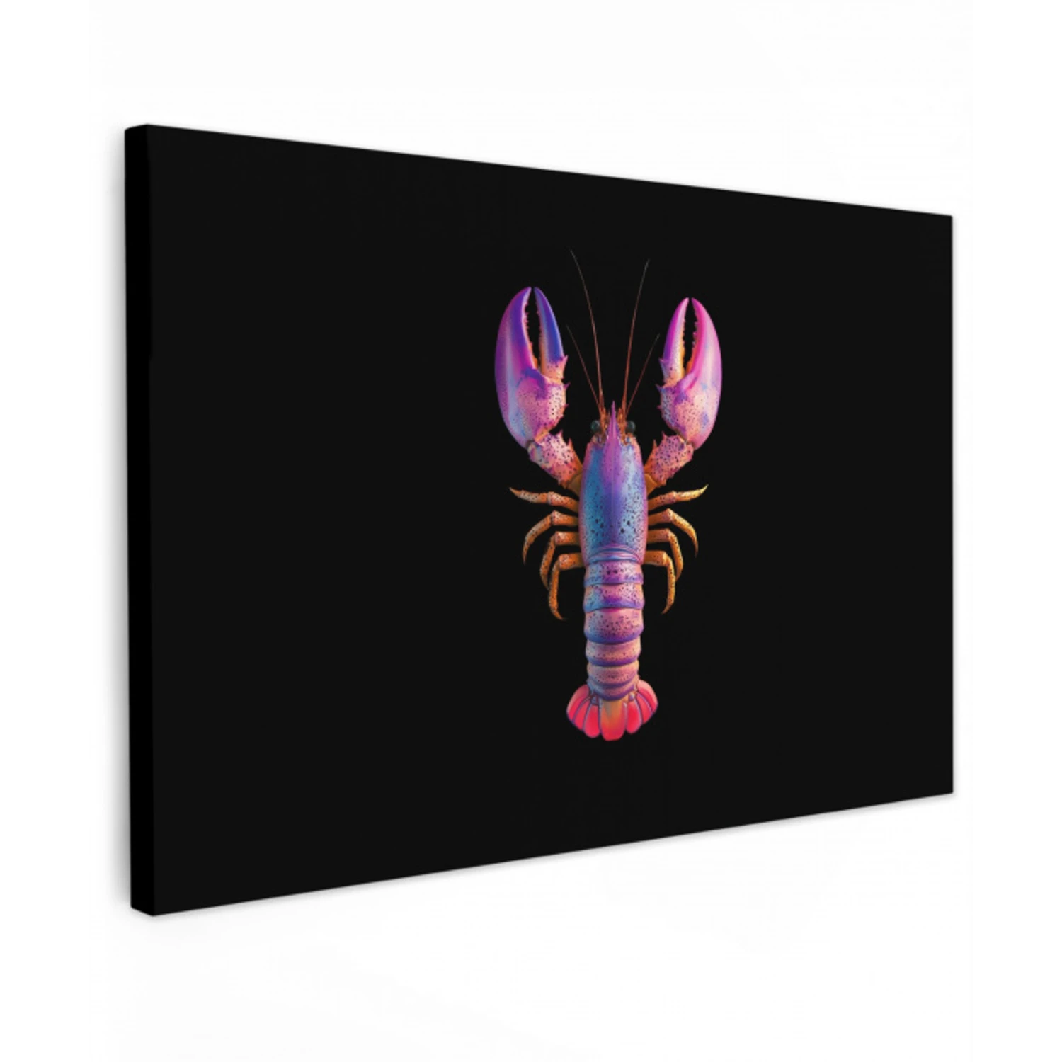 Kreeft - Paars - Roze - Zwart - Stippen - Lila Tuinposter op houten frame 2 cm dik klein -3d