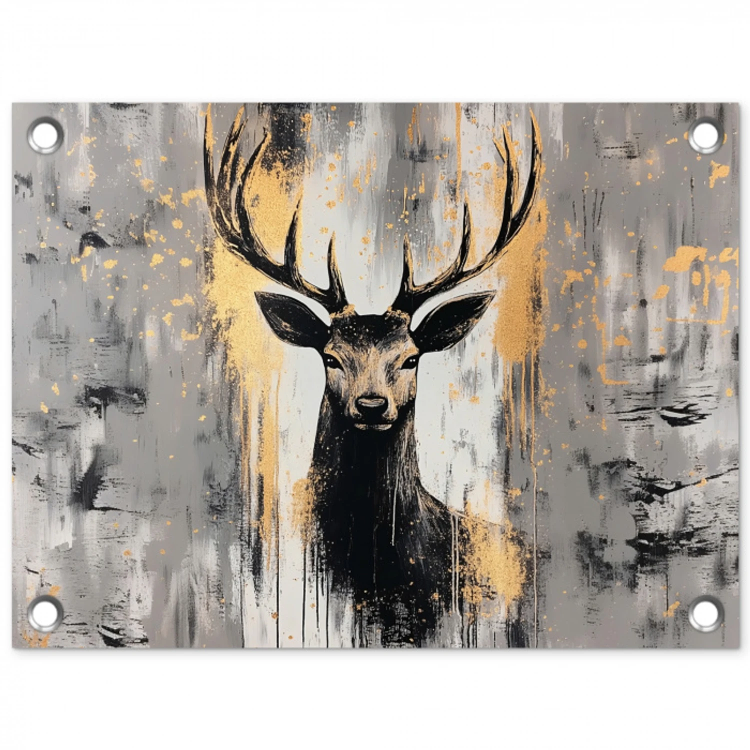 Abstract - Hert - Gewei - Goud tuinposter los doek klein -3d