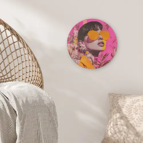 Zonnebril - Oranje - Vrouw - Planten Akoestische PET Vilt - Rond klein -sfeer4