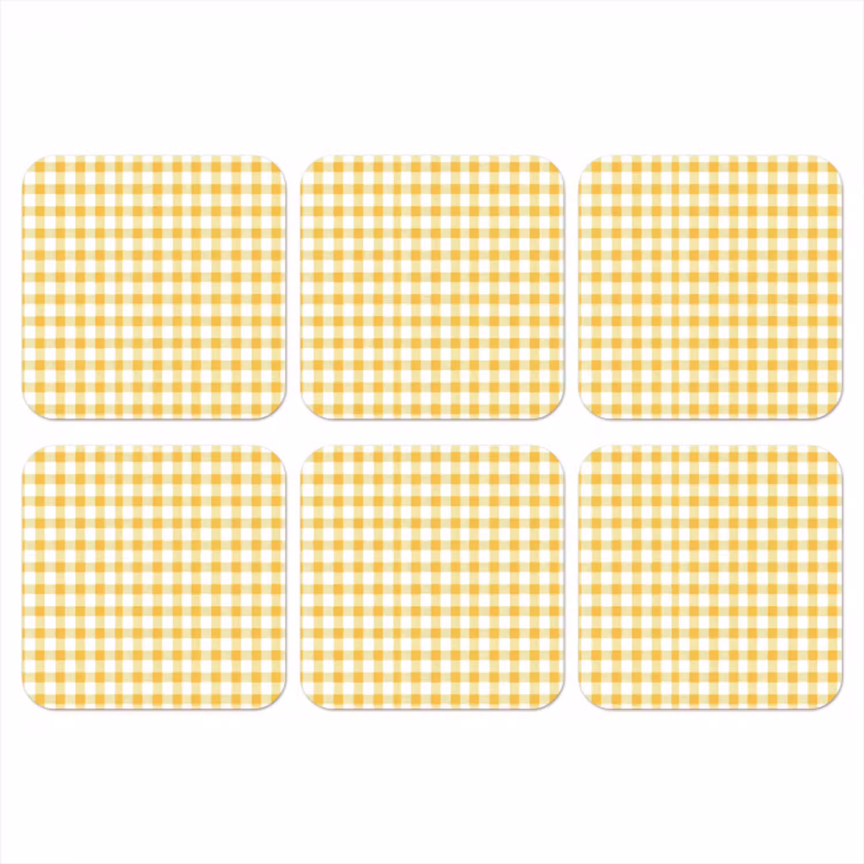 Ruit - Gingham - Klassiek - Geel en Wit onderzetter kurk middel 366 -3d