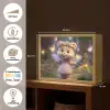 Teddybeer - Bloemenkrans - Vlinders - Elfenvleugels Light Box met batterij (Wandlamp kind) middel -USP_websiteoverzichtNL