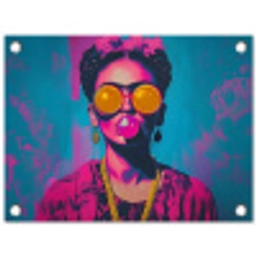 Vrouw - Kauwgom - Zonnebril - Oranje tuinposter los doek klein -3d