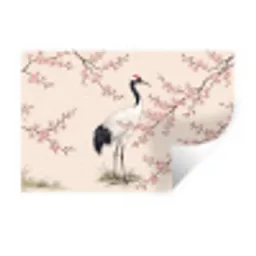 Aziatisch - Kraanvogel - Beige Muursticker klein -3d
