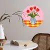 Tulpen - Roze - Vaas Wandcirkel behangsticker klein -sfeer3