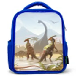Dinosaurus - Landschap - Tropisch - Kinderen - Jongens Kinderrugzak - Blauw middel -3d