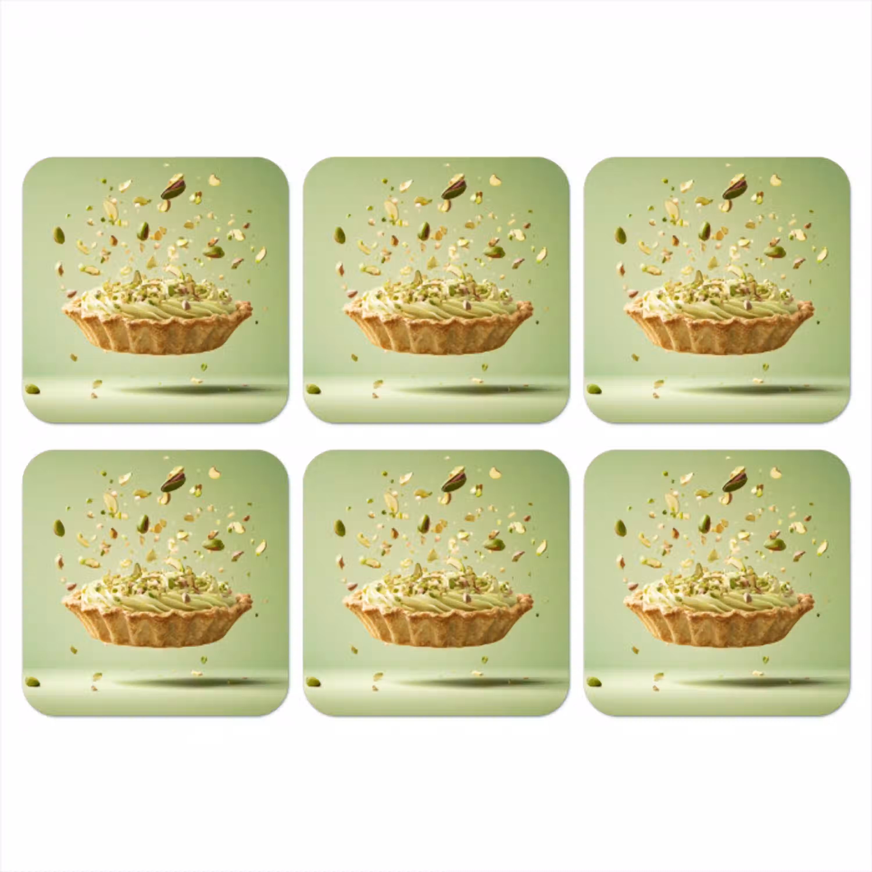 Pistache - Taart - Noten - Eten onderzetter kurk middel -3d