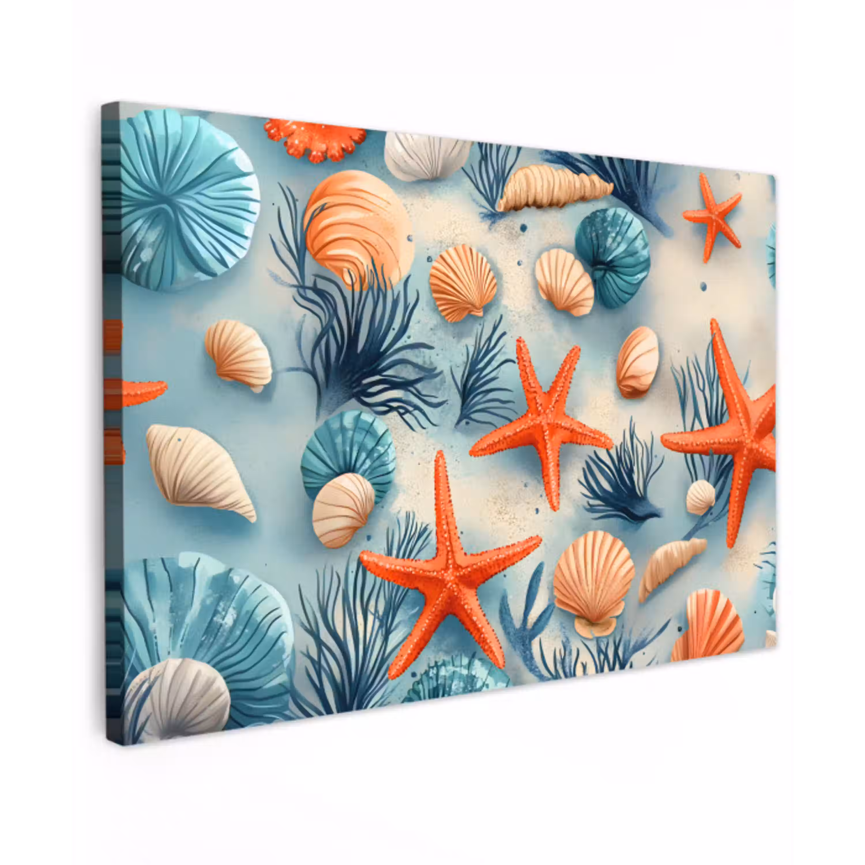 Zeesterren - Schelpen - Illustratie - Zand canvas 2cm klein -z3d