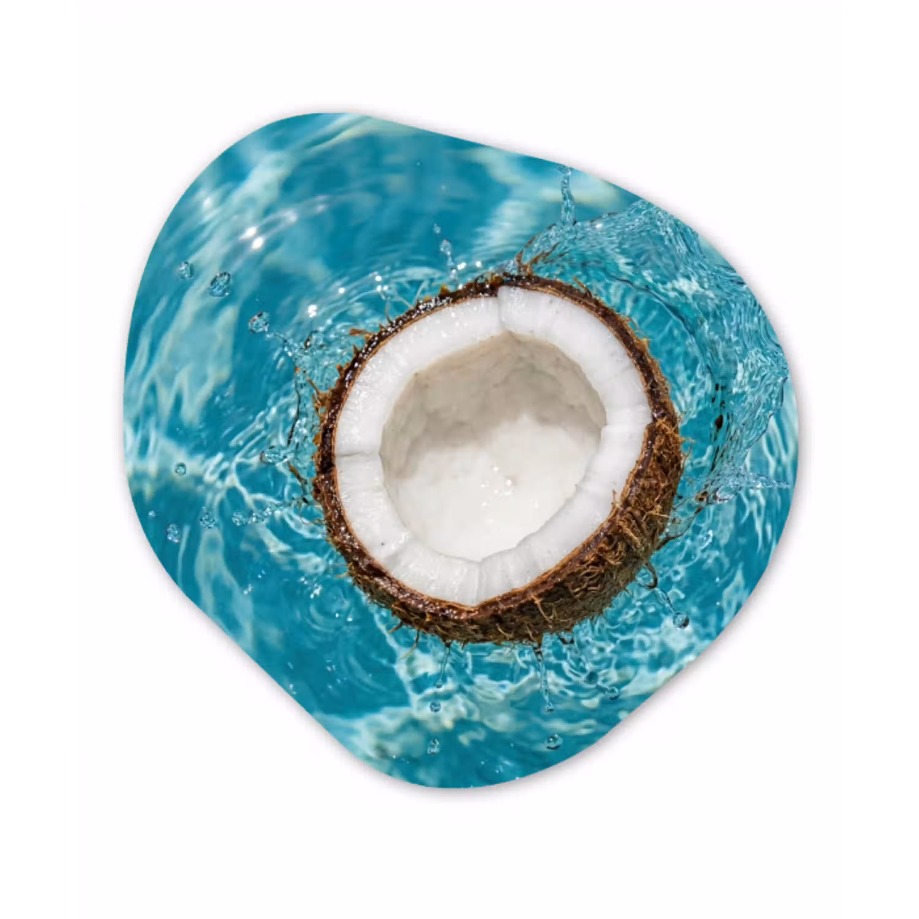 Kokosnoot - Water - Wit Wandcirkel Organisch Forex 3mm klein -3d