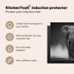 Olifant - Zwart - Wit - Rook Inductie beschermer vinyl 3mm middel -vsfeer2_ENG