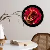 Bloem - Roos - Rood - Zwart Wandcirkel kunststof plaat 5mm dik klein -sfeer4