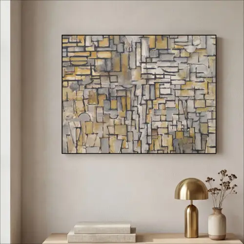 Mondriaan - Kunst - Oude meesters - Tableau I Textielframe zwart klein -sfeer2