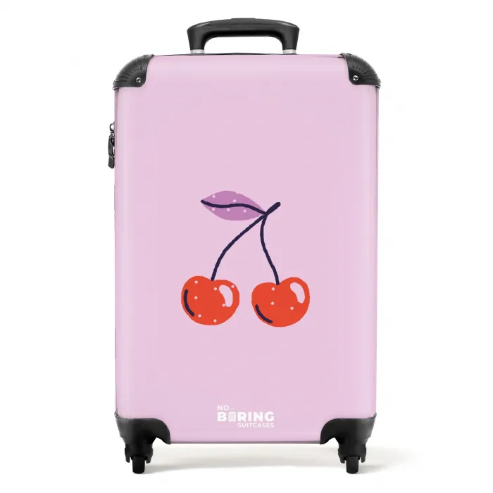 Patronen - Kers op lichtroze achtergrond NBS - Handbagage koffer - Kinderen Unisex middel -productfoto_recht