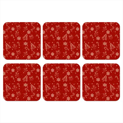 Illustratie - Kerstsymbolen - Rood onderzetter kurk middel 366 -3d