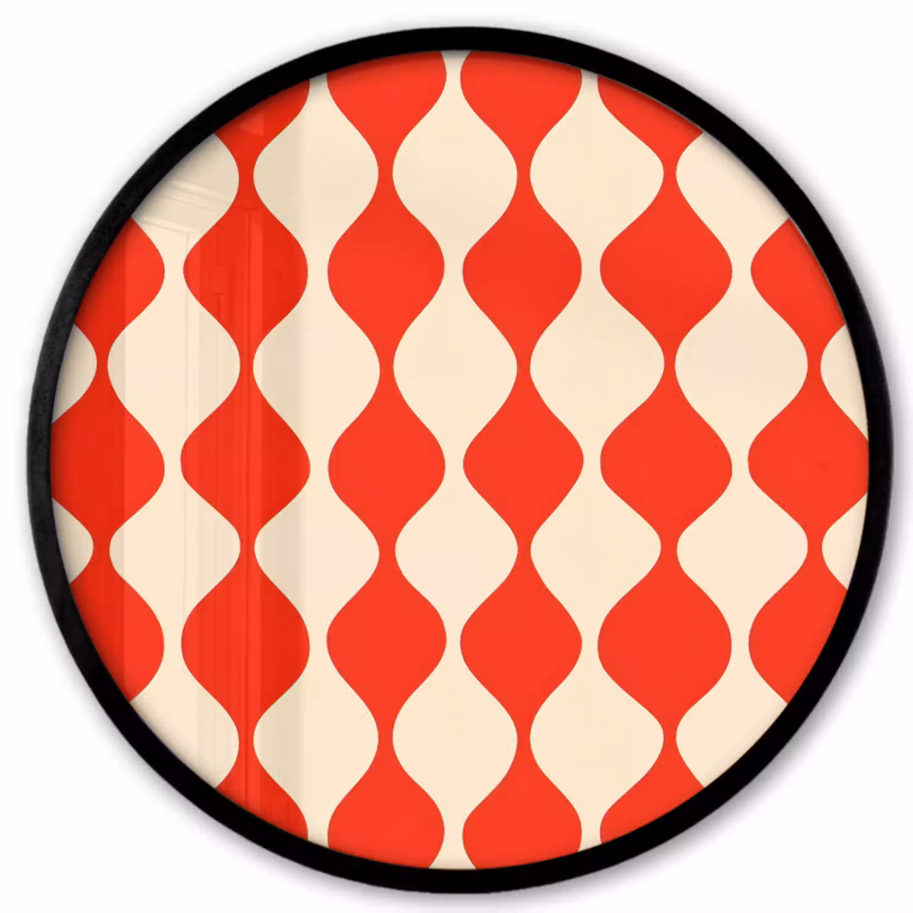 Golvend patroon - Retro - Rood - Beige Fotolijst rond zonder passe partout klein 856 -3d