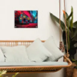 Boombox - Rood - Graffiti - Neon tuinposter los doek klein -sfeer7