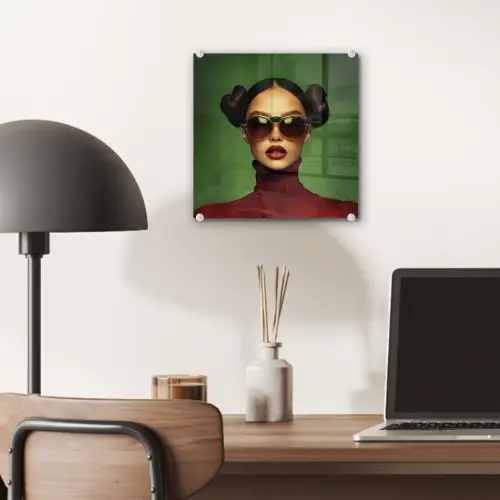 Vrouw - Groen - Bril - Aesthetic - Modern plexiglas 5mm klein -sfeer6