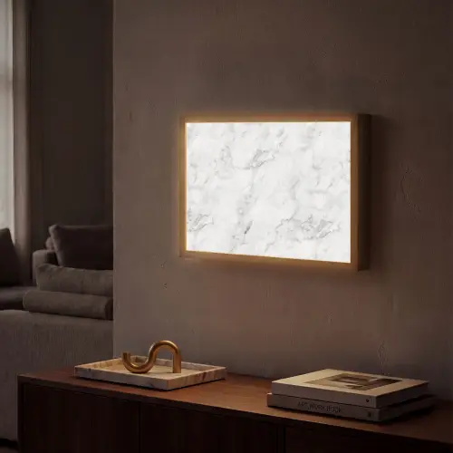 Klassiek - Marmer - Aders - Grijs Light Box met batterij (Wandlamp) middel 907 -sfeer1