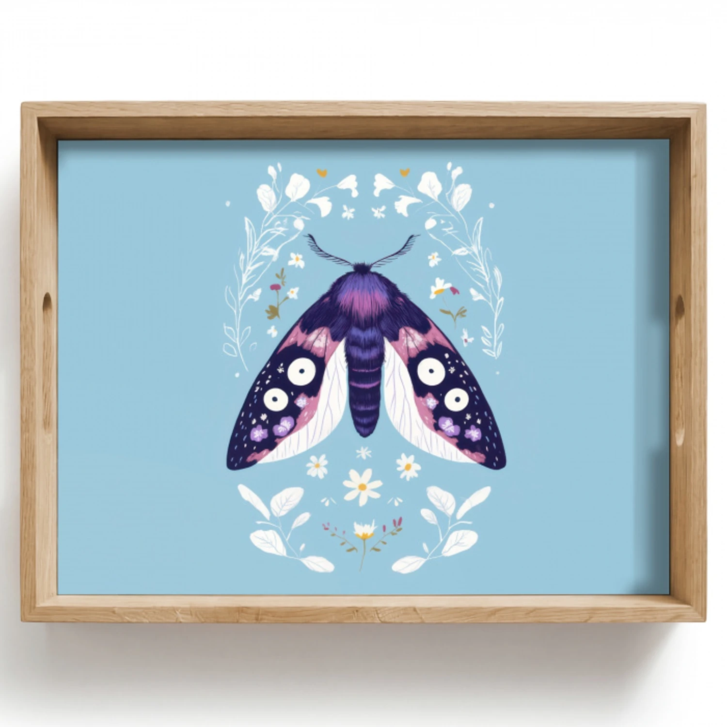 Bladeren - Wit - Vlinder - Insect Dienblad Rechthoek middel -z3d_shopping