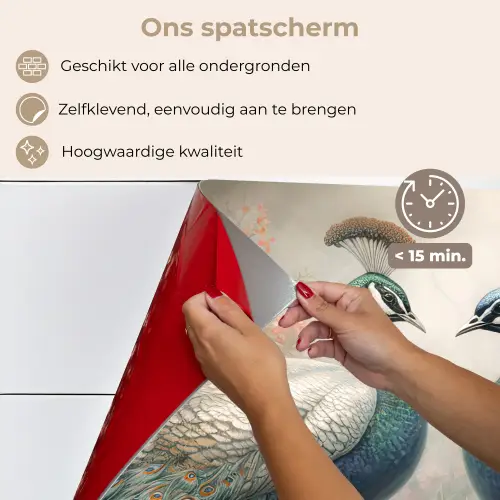 Pauwen - Pauwenveren - Vogels - Bloemen - Natuur keuken achterwand spatscherm klein -spatscherm_NL