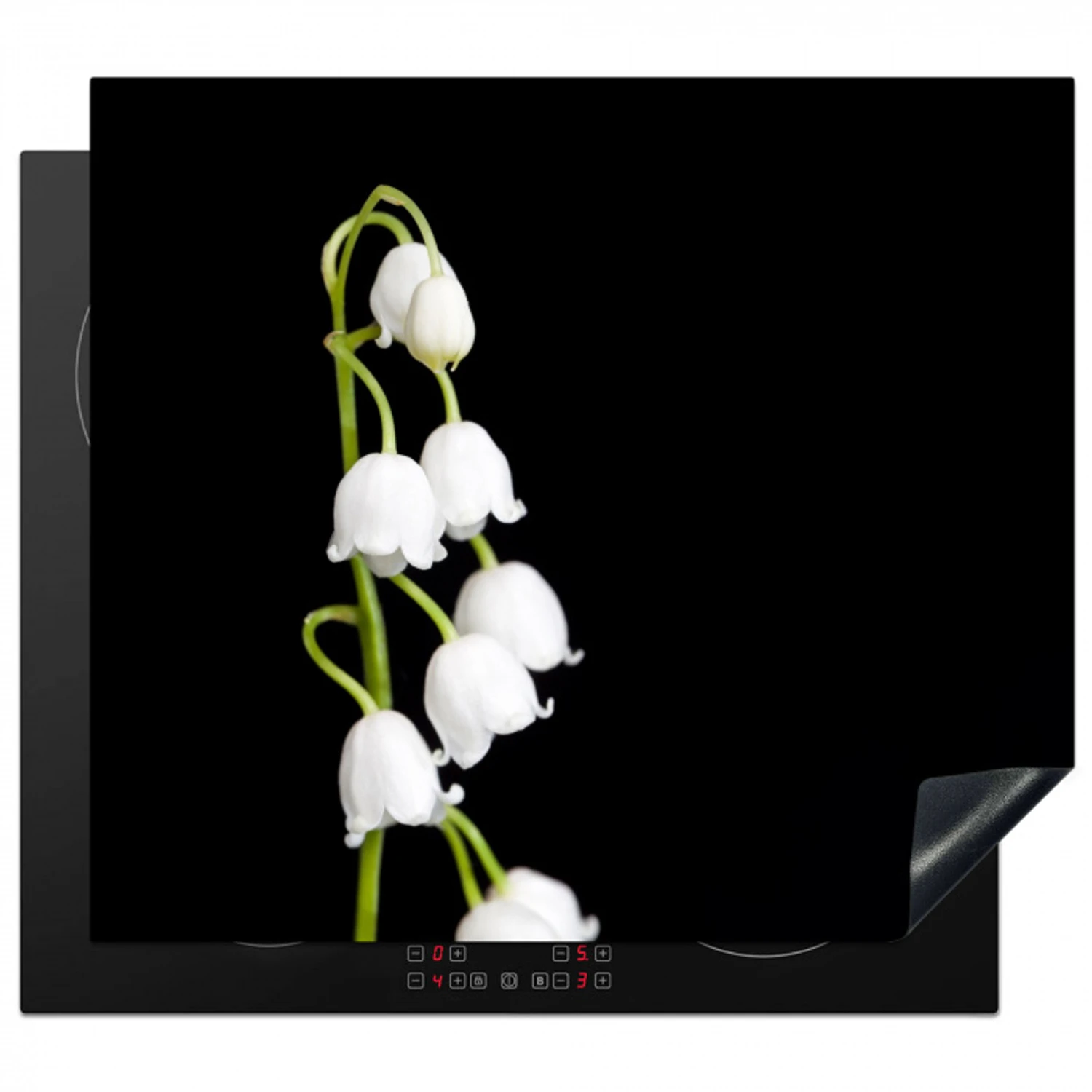 Lelietjes-van-dalen tegen Nacht Inductie beschermer vinyl 3mm middel -3d