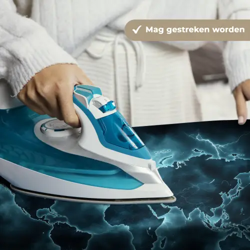 Wereldkaart - Bliksem - Blauw Wandkleed katoen klein -sfeer9
