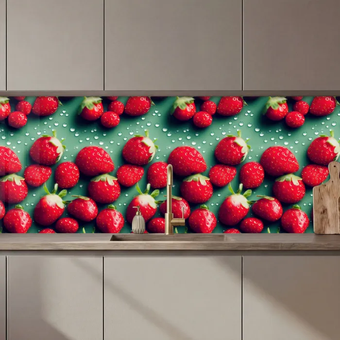 Aardbeien - Rood - Groen - Kroontjes keuken achterwand 2 middel 871 zz_3dshopping