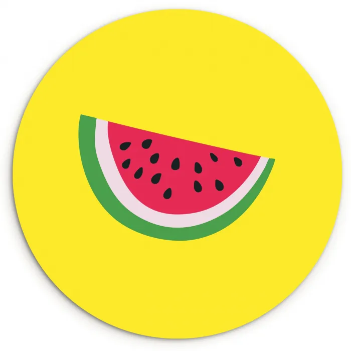 Fruit - Watermeloen - Geel Wandcirkel kunststof plaat 5mm dik klein -3d