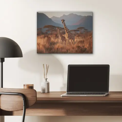 Giraffen - Hoog gras - Acaciabomen PET vilt klein -sfeer5