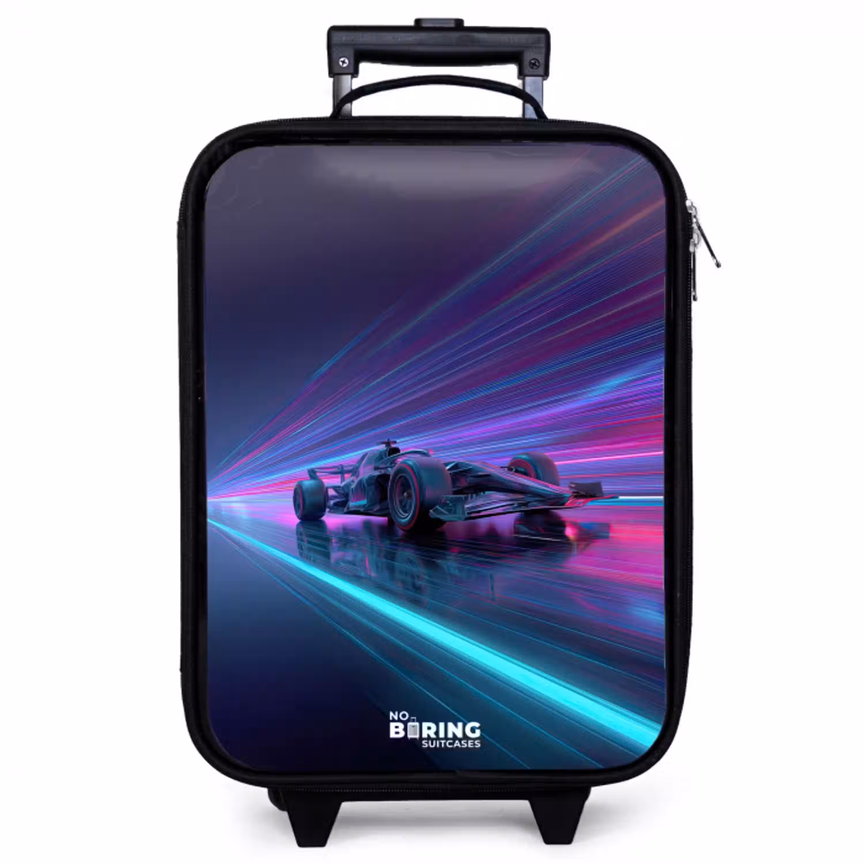 Neon - Raceauto - Lichtstrepen - Paars Kinderkoffer - Zwart klein -zzz_website3d