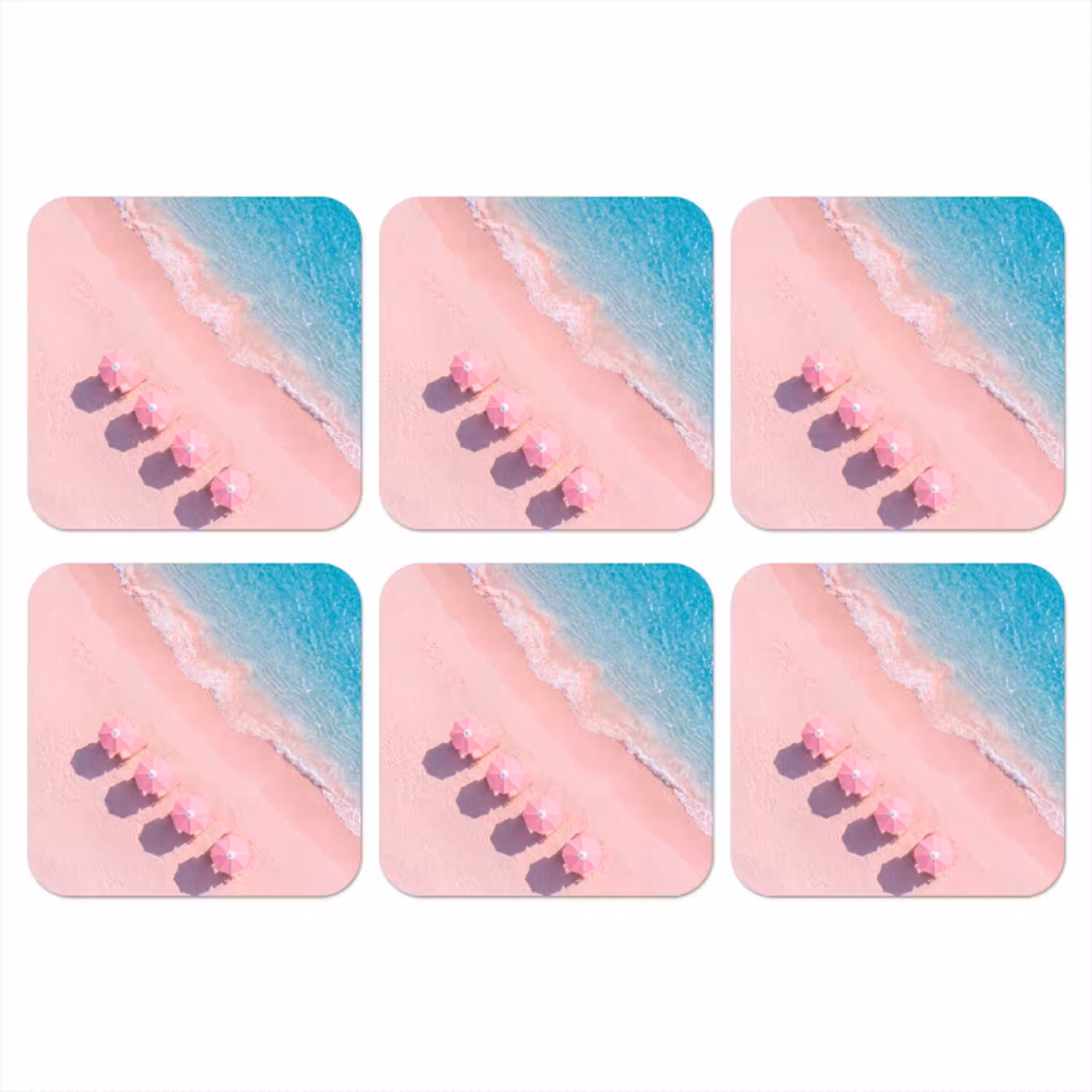 Strand - Roze zand - Zee - Zomer - Natuur onderzetter kurk middel -3d