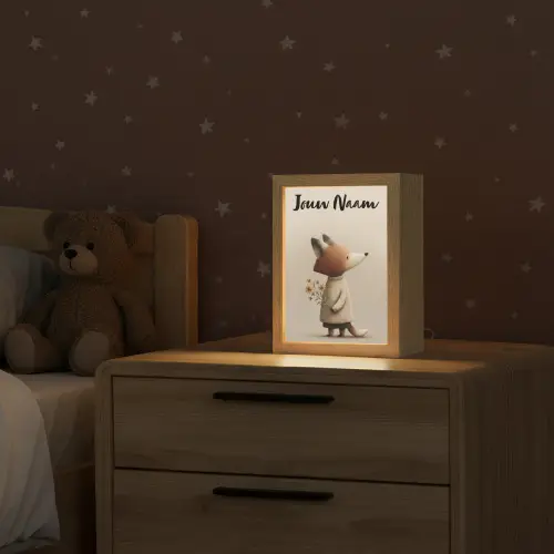 Vos - Gele bloemen - Minimalistisch Light Box met kabel (Kinderlampje) klein -sfeer1_kind