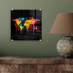 Wereldkaart - Verf - Kleurrijk - Graffiti - Wereld plexiglas 5mm klein -sfeer3