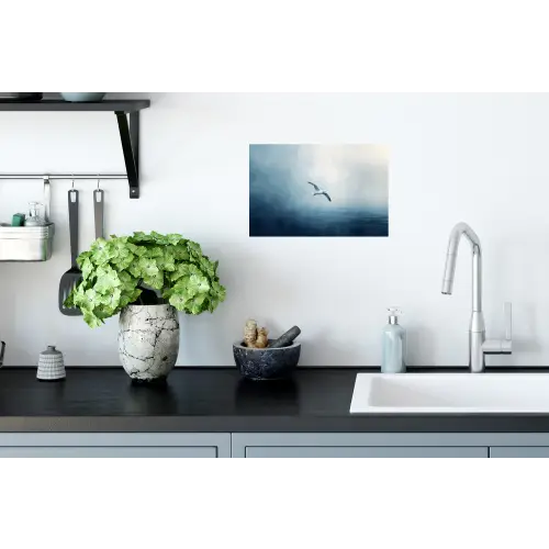 Meeuw - Wit - Zee - Mistig Muursticker klein -keuken